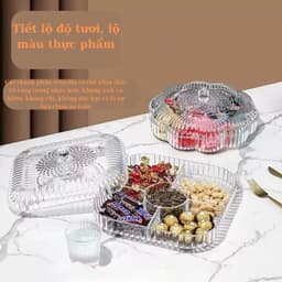 Khay đựng mứt Tết 2026, khay đựng bánh kẹo chia hũ sang trọng có nắp chống bụi 7