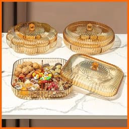 Khay đựng mứt Tết 2026, khay đựng bánh kẹo chia hũ sang trọng có nắp chống bụi 2