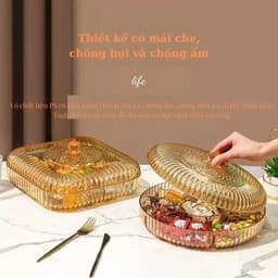 Khay đựng mứt Tết 2026, khay đựng bánh kẹo chia hũ sang trọng có nắp chống bụi 4