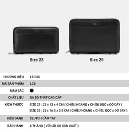 [4-25/9 TẶNG QUÀ TRUNG THU 599K] Túi Clutch Nam LECOS LC6 Da Bò Thật Quai Đeo Cổ Tay Tiện Lợi Dự Tiệc 4