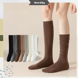 Tất vớ nữ siêu cao cổ màu trơn Basic chiều dài dưới gối - Nhiều màu sắc phối kết hợp đồ 1