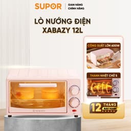 Lò nướng điện Xabazy Dung Tích 12L, Nồi Chiên Không Dầu, công suất 600W, Hẹn giờ nướng, nhiệt đối lưu 1