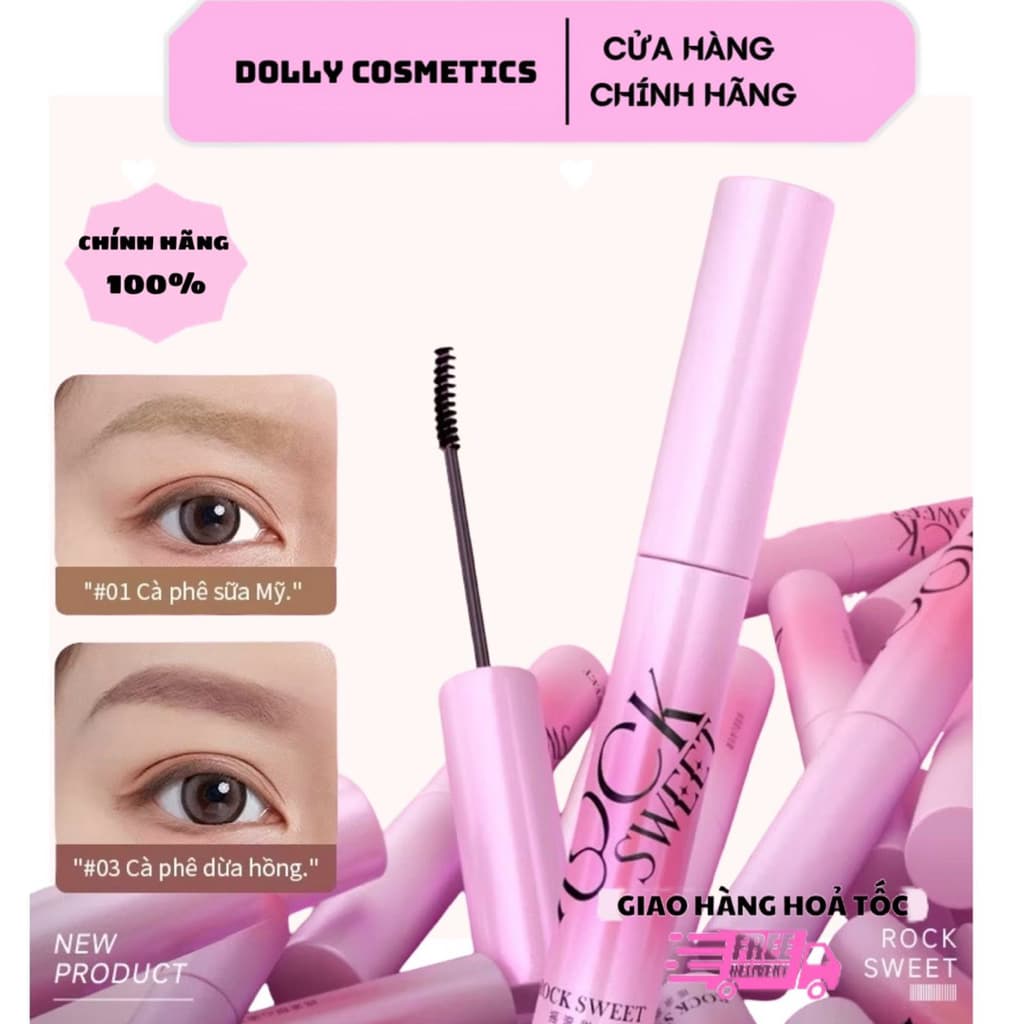Mascara Lông Mày ROCK SWEET Chống Nước Lâu Trôi Không Phai Giữ Màu 24H