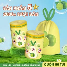 Túi Rác Có Dây Rút Hương Chanh Xả 50 Cuộn Chống Rò Rỉ Chịu Lực Tốt Khử Mùi Đuổi Muỗi Côn Trùng Tiện Lợi 1