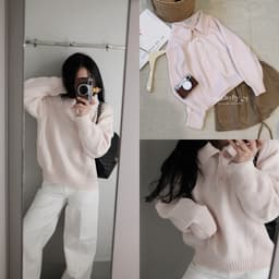 𝟏𝟒𝐚𝐦.𝐬𝐭𝐮𝐝𝐢𝐨 | Áo Len Cổ Bẻ Polo Dài Tay Dệt Kim Cài Cúc Phom Rộng Style Hàn Quốc Thu Đông Erume 2