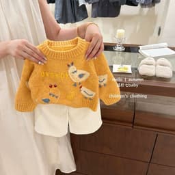 Áo Len Hàn Quốc Họa Tiết Gà Con Cho Bé Trai/Bé Gái - Thời Trang Thu Đông Chất Lượng Cao 2