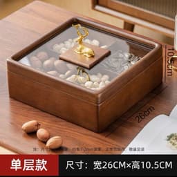 [Khay Mứt Tết Vuông Đựng Bánh Kẹo Năp Kính Hình Hươu Bằng Gỗ Cao Cấp Sang Trọng 3