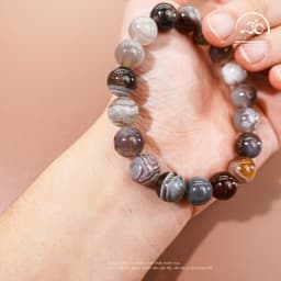 Ngọc Đan Tâm - Vòng Tay Đá Mã Não Botswana 10mm 2A - Mệnh Kim 6