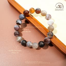 Ngọc Đan Tâm - Vòng Tay Đá Mã Não Botswana 10mm 2A - Mệnh Kim 2