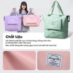 Túi Du Lịch 2 Tầng Cỡ Lớn Gấp Gọn DVN Đa Năng Chống Nước Xách Tay Vải Đựng Quần Áo Nhiều Ngăn 1728 2