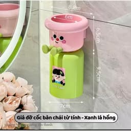 Kệ Để Cốc Bàn Chải Đánh Răng Hút Nam châm , Kệ Để Kem Đánh Răng Dán Tường Tặng Kèm Sticker VINBEO 7