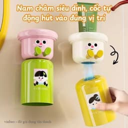 Kệ Để Cốc Bàn Chải Đánh Răng Hút Nam châm , Kệ Để Kem Đánh Răng Dán Tường Tặng Kèm Sticker VINBEO 2