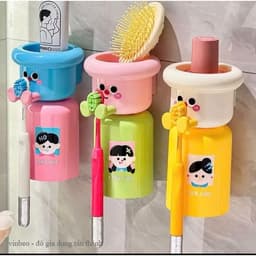 Kệ Để Cốc Bàn Chải Đánh Răng Hút Nam châm , Kệ Để Kem Đánh Răng Dán Tường Tặng Kèm Sticker VINBEO 3
