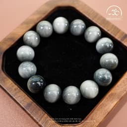 Ngọc Đan Tâm - Vòng Tay Thạch Anh Mắt Chim Ưng Xám 12mm 6A - Mệnh Kim & Mệnh Thuỷ 6
