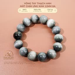 Ngọc Đan Tâm - Vòng Tay Thạch Anh Mắt Chim Ưng Xám 12mm 6A - Mệnh Kim & Mệnh Thuỷ 1
