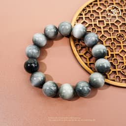 Ngọc Đan Tâm - Vòng Tay Thạch Anh Mắt Chim Ưng Xám 12mm 6A - Mệnh Kim & Mệnh Thuỷ 7