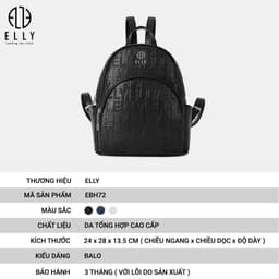 [Tặng hộp 20.10] Balo Nữ Thời Trang ELLY EBH72 Da Tổng Hợp Cao Cấp Thiết Kế Thanh Lịch Hiện Đại 4