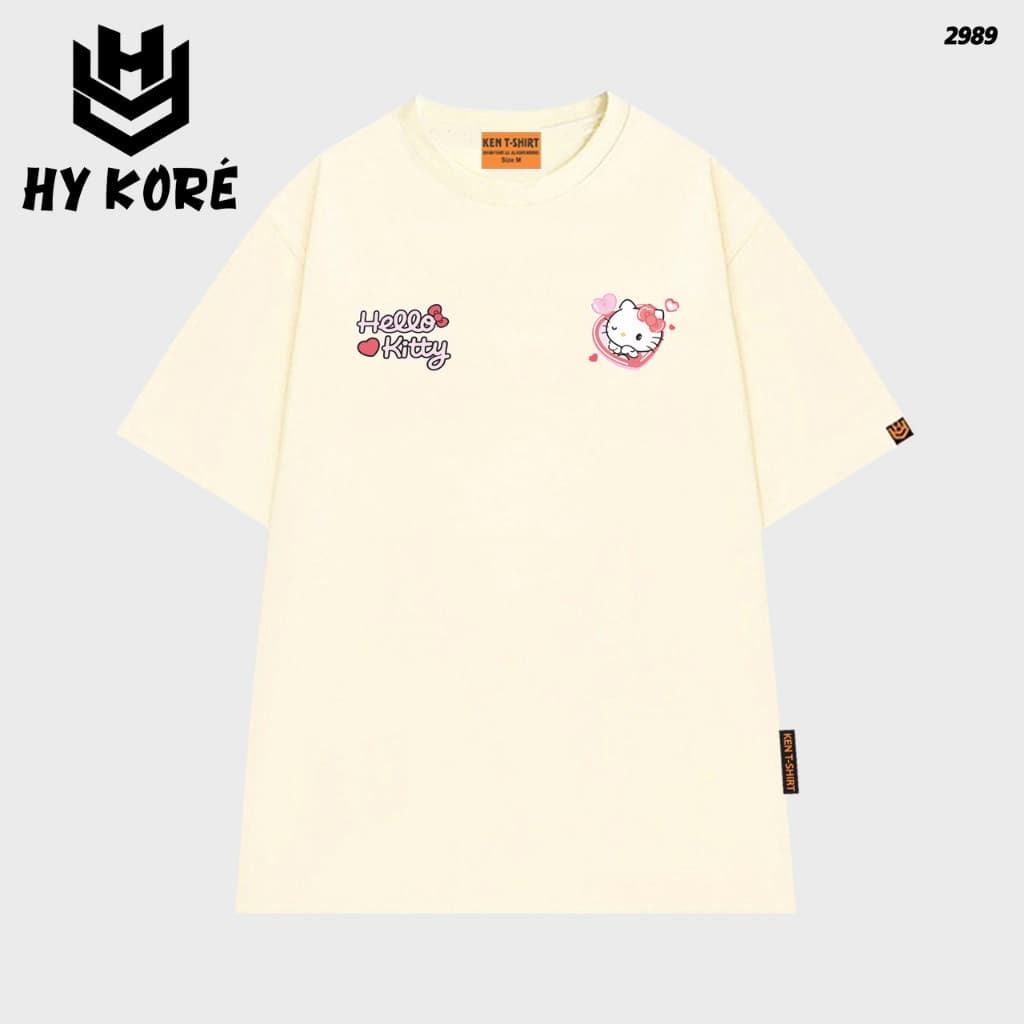 Áo Thun HY KORÉ Logo Kittie Heart 2989 Form Rộng Localbrand Oversize Unisex Vải Cotton 75% Nam Nữ Mặc Đẹp
