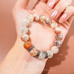 Ngọc Đan Tâm - Vòng Tay Đá Mặt Trời Đa Sắc 10mm Phối Charm Bạc Chữ Vạn - Đa Mệnh 3