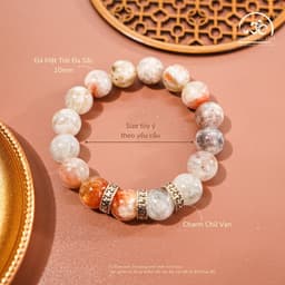 Ngọc Đan Tâm - Vòng Tay Đá Mặt Trời Đa Sắc 10mm Phối Charm Bạc Chữ Vạn - Đa Mệnh 2