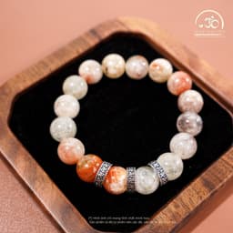 Ngọc Đan Tâm - Vòng Tay Đá Mặt Trời Đa Sắc 10mm Phối Charm Bạc Chữ Vạn - Đa Mệnh 4