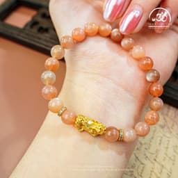 Ngọc Đan Tâm - Vòng Tay Đá Mặt Trời 7mm 3A Phối Charm Tỳ Hưu - Mệnh Thổ & Mệnh Hoả 5