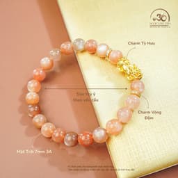 Ngọc Đan Tâm - Vòng Tay Đá Mặt Trời 7mm 3A Phối Charm Tỳ Hưu - Mệnh Thổ & Mệnh Hoả 2