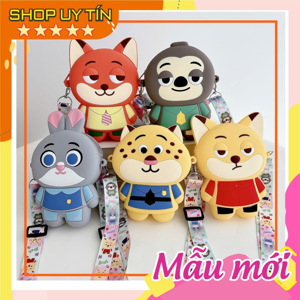 [Mới] Túi xách silicon Zootopia đeo chéo cho bé trai đựng lì xì túi tỏi thời trang Thỏ Judy Cáo