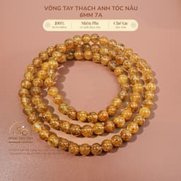 Ngọc Đan Tâm - Chuỗi Vòng Tay Thạch Anh Tóc Nâu 6mm 7A - Mệnh Thổ & Mệnh Kim 1