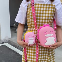 [Lớn, vừa điện thoại] Túi xách đeo chéo silicon hình khủng long dino, thời trang dễ thương bì lì xì 6