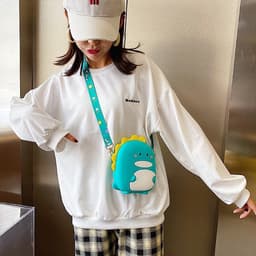 [Lớn, vừa điện thoại] Túi xách đeo chéo silicon hình khủng long dino, thời trang dễ thương bì lì xì 9