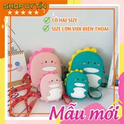[Lớn, vừa điện thoại] Túi xách đeo chéo silicon hình khủng long dino, thời trang dễ thương bì lì xì 1