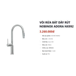 CHẬU RỬA BÁT 1 HỐ NOBINOX ROSA NN974DT 8