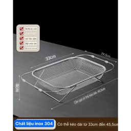 Rổ Rửa Rau Củ Quả Bằng Thép Không Gỉ Có Thể Thu Gọn, Giá Úp Chén Đĩa Ráo Nước Tiện Dụng Cho Bồn Rửa 8
