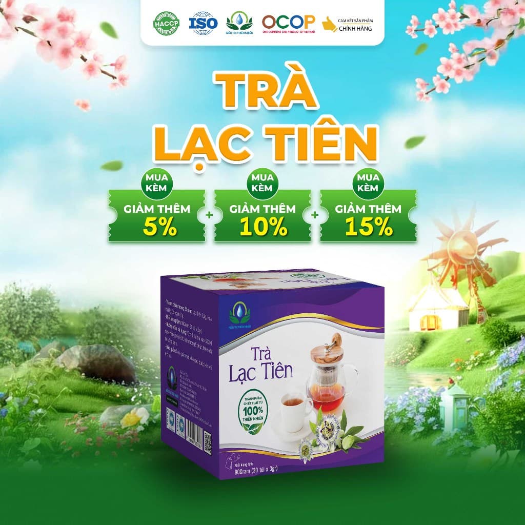 Trà Lạc Tiên Cỏ Ngọt Thanh Mát Cho Ngày Mới Thư Thái Hộp 30 Túi Lọc 90gram
