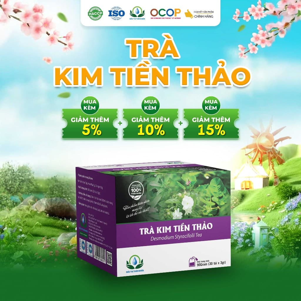 Trà Kim Tiền Thảo Cỏ Ngọt Thanh Mát Cho Ngày Mới Thư Thái Hộp 30 Túi Lọc 90gram