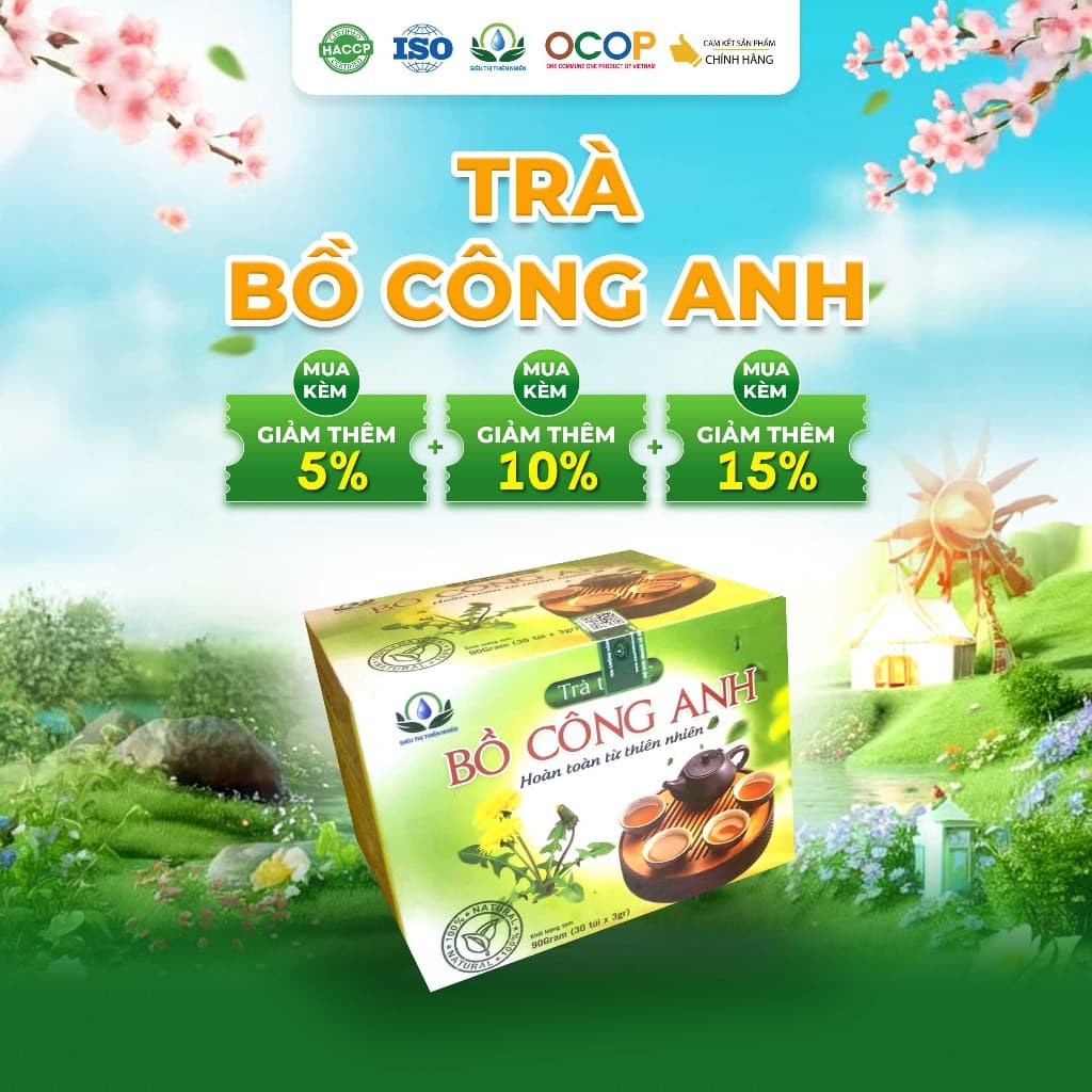 Hộp 30 túi x 3g trà bồ công anh  siêu thị thiên nhiên