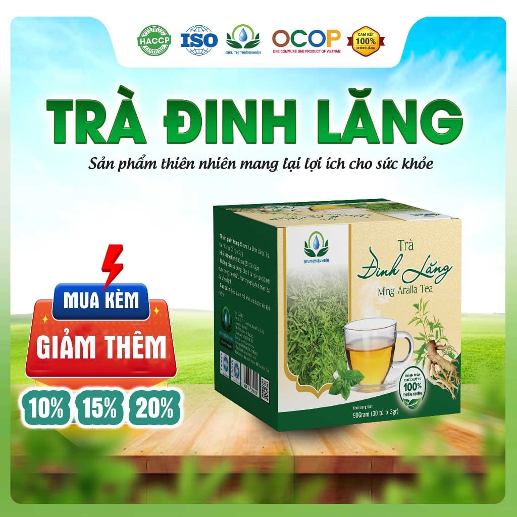 Trà Đinh Lăng Mix Cỏ Ngọt Thơm Ngon Dễ Uống Thanh Mát Cho Ngày Thư Thái Hộp 30 Túi Lọc Tea