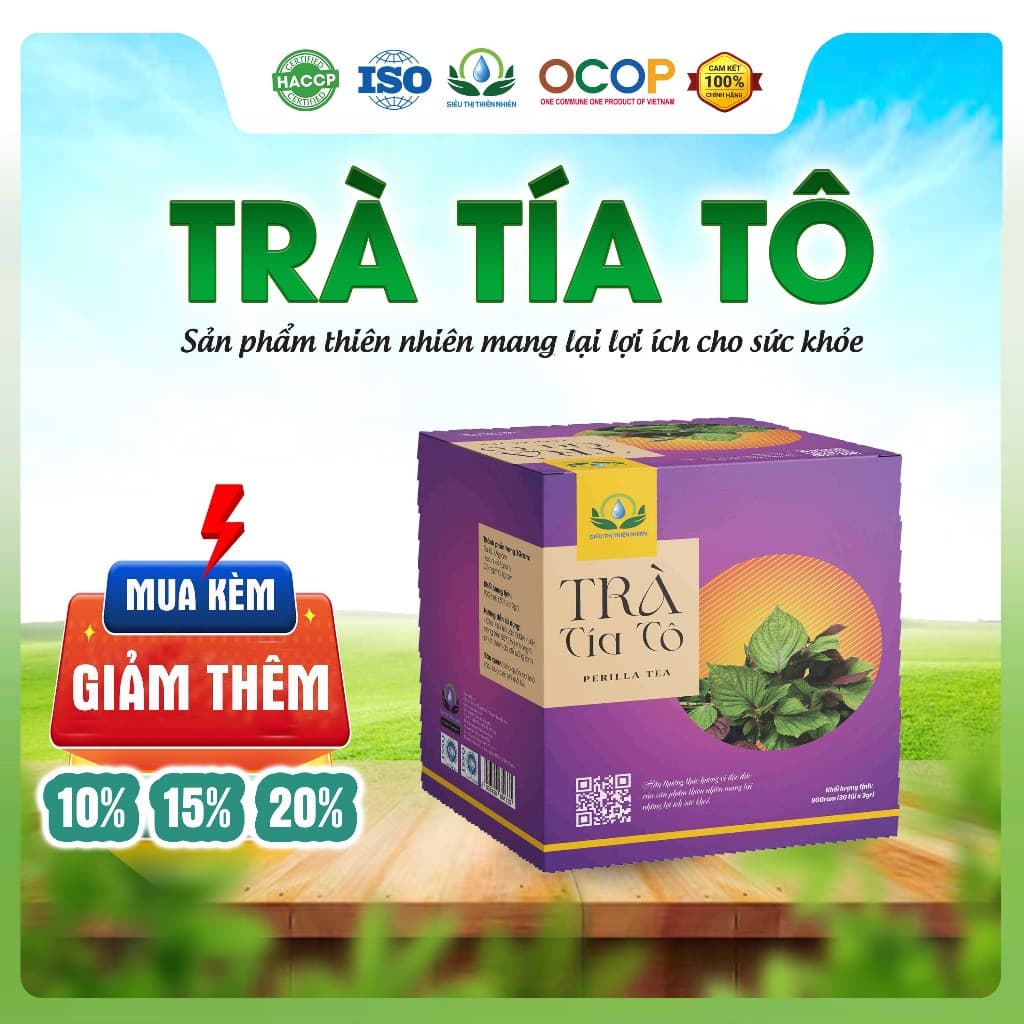 Trà Tía Tô Mix Cỏ Ngọt Thơm Ngon Dễ Uống Thanh Mát Cho Ngày Thư Thái Hộp 30 Túi Lọc