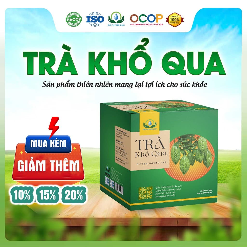 Trà Khổ Qua Mix Cỏ Ngọt Thơm Ngon Dễ Uống Thanh Mát Cho Ngày Thư Thái Hộp 30 Túi Lọc