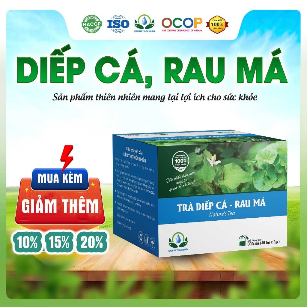 Trà Diếp Cá Rau Má  Hộp 30 Túi Lọc Siêu Thị Thiên Nhiên