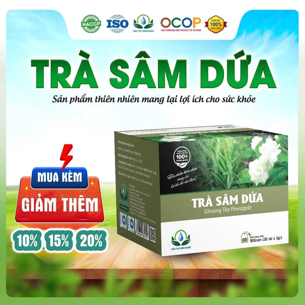 Trà Sâm Dứa Giải Khát Nhanh Hộp 30 Túi Lọc Siêu Thị Thiên Nhiên