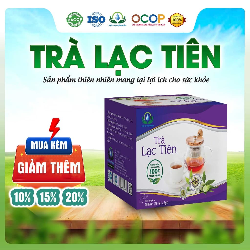 Trà Lạc Tiên Mix Cỏ Ngọt Thơm Ngon Dễ Uống Thanh Mát Cho Ngày Thư Thái Hộp 30 Túi Lọc