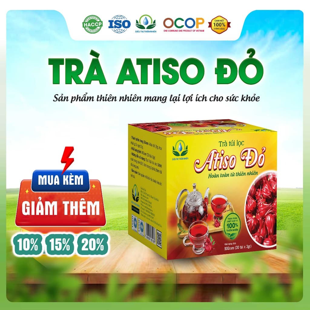 Trà Atiso Đỏ Mix Cỏ Ngọt Thơm Ngon Dễ Uống Thanh Mát Cho Ngày Thư Thái Hộp 30 Túi Lọc