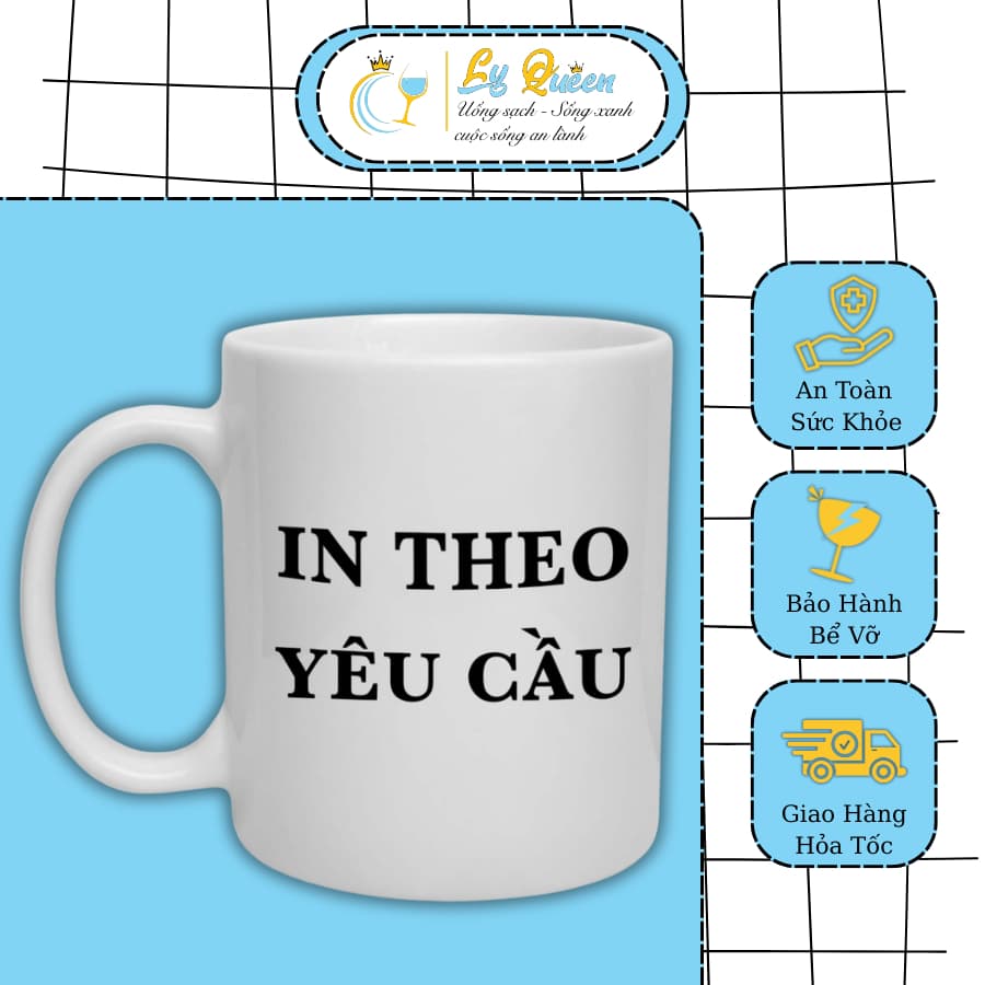 Cốc In Theo Yêu Cầu. LY QUEEN Quà Tặng Ý Nghĩa 330ml Cốc Sứ In Hình, LOGO Cao Cấp Quà Tặng Sinh Nhật
