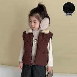 Áo Khoác Sát Nách Mùa Đông Cho Bé 2-8 Tuổi, Sữa Áo Gile Phao Cổ Lông Lót Nỉ, Thời Trang Quần Áo Quảng Châu. 6