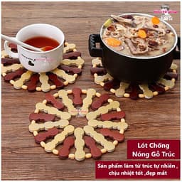 Miếng Lót Cách Nhiệt , Lót Nồi Xoong Chảo Cốc Bát  ,Làm Từ Gỗ Trúc Tự Nhiên, Sang Trọng 2