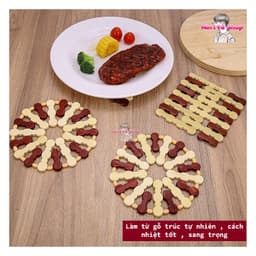 Miếng Lót Cách Nhiệt , Lót Nồi Xoong Chảo Cốc Bát  ,Làm Từ Gỗ Trúc Tự Nhiên, Sang Trọng 4