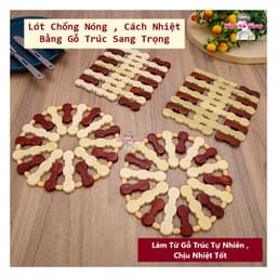 Miếng Lót Cách Nhiệt , Lót Nồi Xoong Chảo Cốc Bát  ,Làm Từ Gỗ Trúc Tự Nhiên, Sang Trọng 1