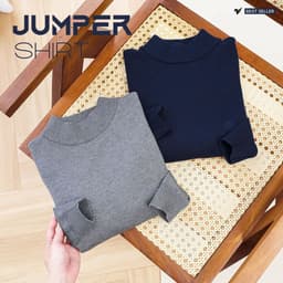 Áo Len Nam JUMPER SHIRT TORANO trơn cổ trụ thêu logo ngực, phom trẻ trung không ôm body, giữ ấm tốt GWTE824 1